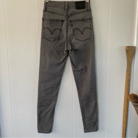 Levi’s Mile High Super Skinny Grey Embellished Ankle Black Studded Rise Premium - Picture 8 of 14